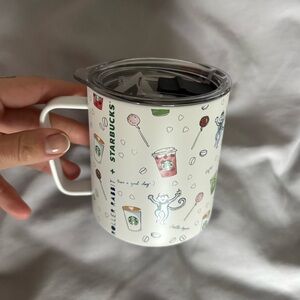Starbucks x Roller Rabbit Coffeehouse Bonanza Stainless Steel Camp Mug White NWT